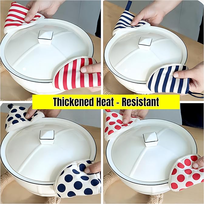 4-Pack Heat Insulated Triangle Cotton Handle Covers | Cast Iron Skillet/Dutch Oven Lid Grip, Reusable Hot Pot Holders for Frying Pans, Enameled Dutch Ovens & Oven Cookware