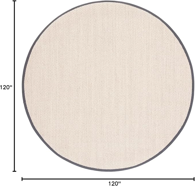 SAFAVIEH Area Rug 10' Round - Natural Fiber Collection - Marble & Beige, Sisal, Woven Design with Border (NF143C)