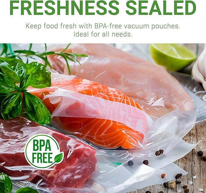 500 pcs Clear 6" x 8", 3 mil Chamber Machine Pouches, Pre-Cut Chamber Vacuum Sealer Bags, Heavy Duty Seal Pouch, BPA-Free Chamber Sealer Bags for Food Preservation, Freezer with Tear Notch