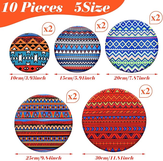 Patelai 10 Pcs Bowl Covers Reusable in 5 Size Stretch Cloth Fabric Elastic Food Storage Bowl Covers Bread Sourdough Lids for Proofing Food Fruits Leftover(Fresh Style)