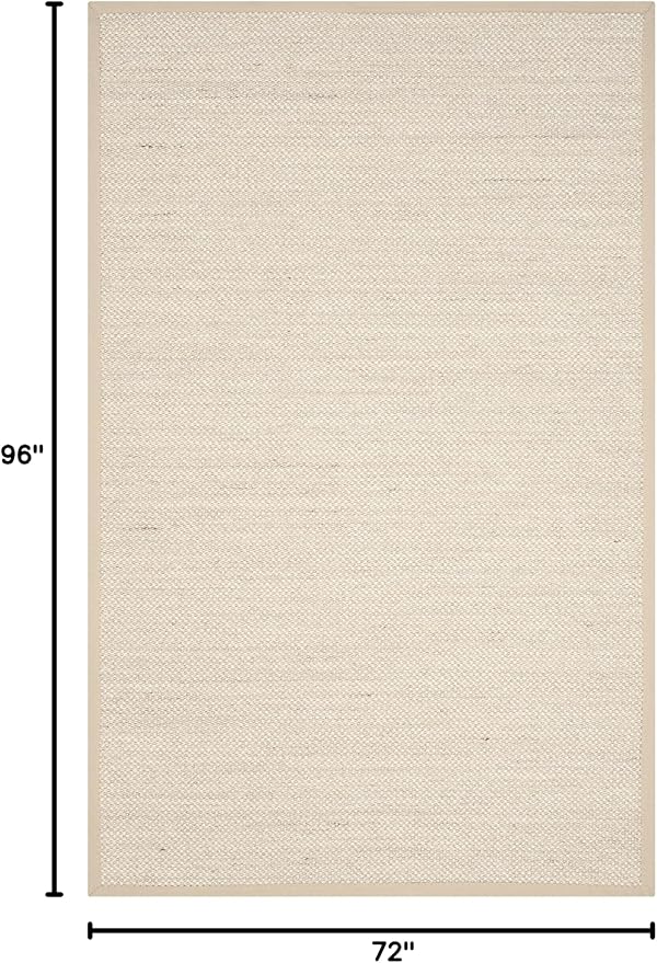 Safavieh Area Rug 6x8 - Natural Fiber Collection - Marble & Linen Color, Sisal, Woven Design with Border (NF143B)