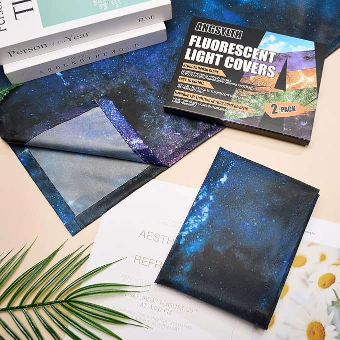 2 Pcs Fluorescent Light Covers - 4 x 2 Feet Covers for Ceiling Lights, Magnetic Light Filters for Classroom, Office, Hospitals, Home
