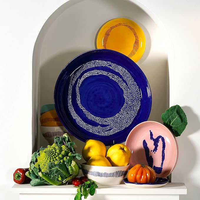 Blue White Dinner Plates | Feast tableware by Ottolenghi | Dishes Set for 2 | Stoneware Microwave Safe Plates | Dish Set | Farmhouse Kitchen and Dinnerware Sets | Luxury, Party