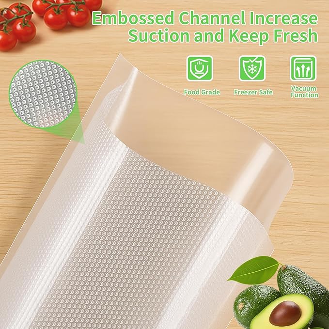 MakMeFre 4Pack (Total 80Feet) 8x20 Vacuum Sealer Bags Rolls with BPA Free,Heavy Duty Vacuum Sealer Storage Bags Rolls,Cut to Size Roll,Great for Sous Vide