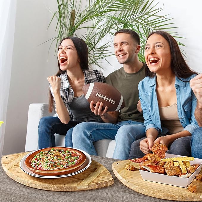 Foaincore 2 Pieces Football Cutting Board Bamboo Serving Tray 15 Inch Touchdown Engraved Charcuterie Cutting Board for Football Lovers Gift Themed Party Decoration Favor Supplies