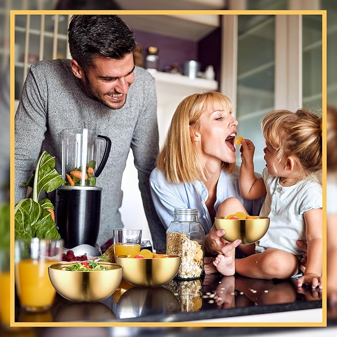 Nuogo 10 Pcs Stainless Steel Mixing Bowls Decorative Esthetician Bowls for Thanksgiving Christmas First Holy Communion Wedding Baking Prepping Serving Facial Salad Fruit Candy(5.9 Inch,Gold)