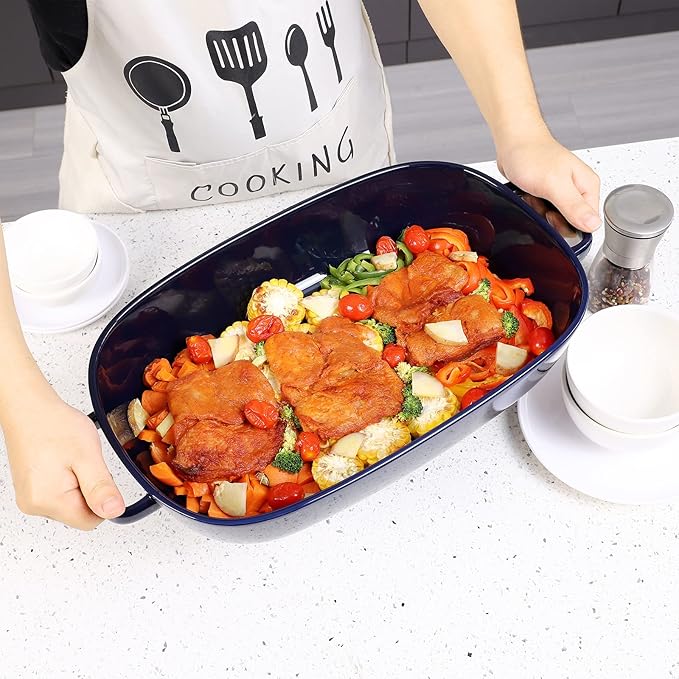 4.5 Quart Ceramic Baking Dish,Serving Bakeware for Casserole,Lasagna,Gratin,Broiling,Roasting,and Baking.Large Deep 14x10x3.11 inches Pan,Safe for Oven Microwave Refrigerator Disinfection Cabinet and