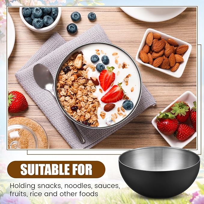 Nuogo 10 Pcs Stainless Steel Mixing Bowls Decorative Esthetician Bowls for Thanksgiving Christmas First Holy Communion Wedding Baking Prepping Serving Facial Salad Fruit Candy(5.9 Inch,Black)