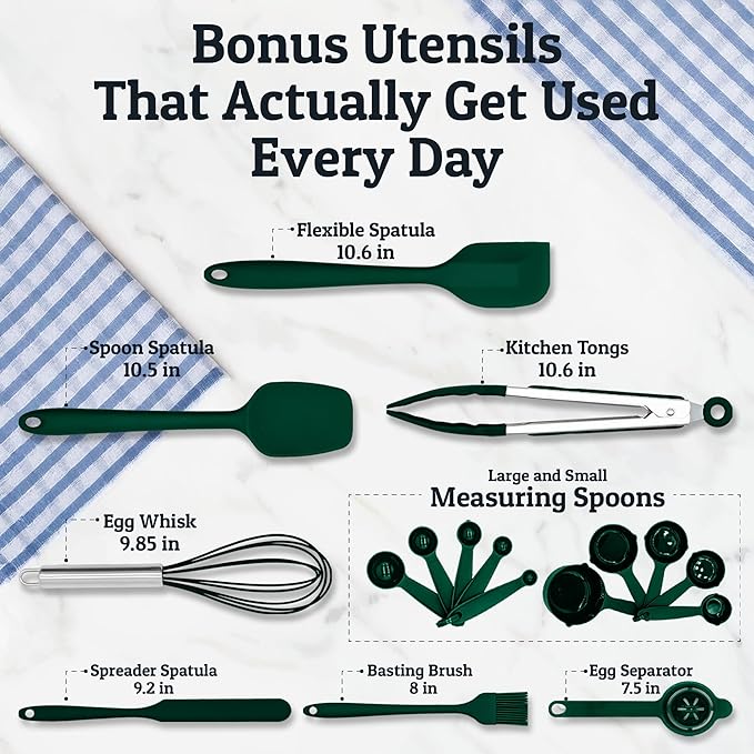 Priority Chef Stainless Steel Mixing Bowls with Lids Set, Metal Nesting Bowls with Airtight Lids, Graters, Non-Slip Base & Measurement Marks, Includes Utensil Set for Prep, Baking & Storage, Green