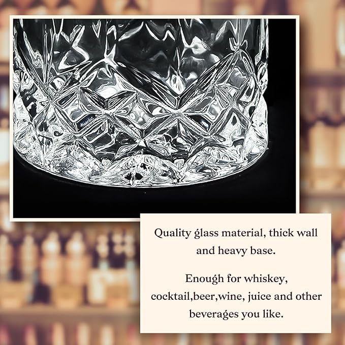 24 Pcs Old Fashioned Whiskey Glasses Bulk 10 Oz Bourbon Glass Cocktail Rocks Glasses for Whiskey Bourbon Vodka Liquor and Cocktail Drinks Gift for Father