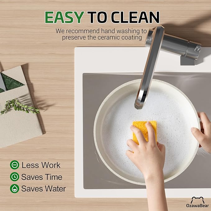 23 Pcs Pots and Pans Set Non Stick, Ceramic Cookware Set Non Toxic with Detachable Handles, Healthy Induction Cookware Oven Safe RV Kitchen Set, PFAS PFOA & PTFE Free, Cream White