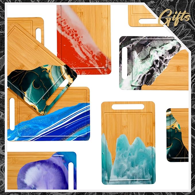 Nuenen 20 Pcs Bulk Wood Cutting Board with Handle 12 x 7.8 Inch Acacia Bamboo Wooden Kitchen Serving Chopping Boards for Pizza, Bread, Charcuterie, Fruit, Vegetables (Bamboo)