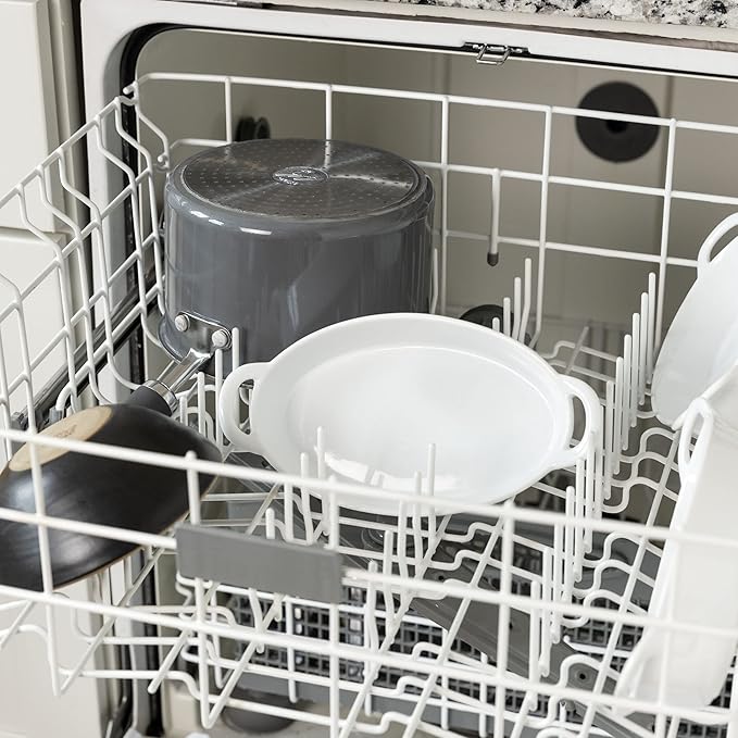 Oval Au Gratin Baking Dishes for Oven Safe and Microwave Cooking and Baking, 4 Pc. Set, Heat Resistant Ceramic with Handles for Serving, Small Mini Casserole Dish, 8" x 5", 16 oz, White