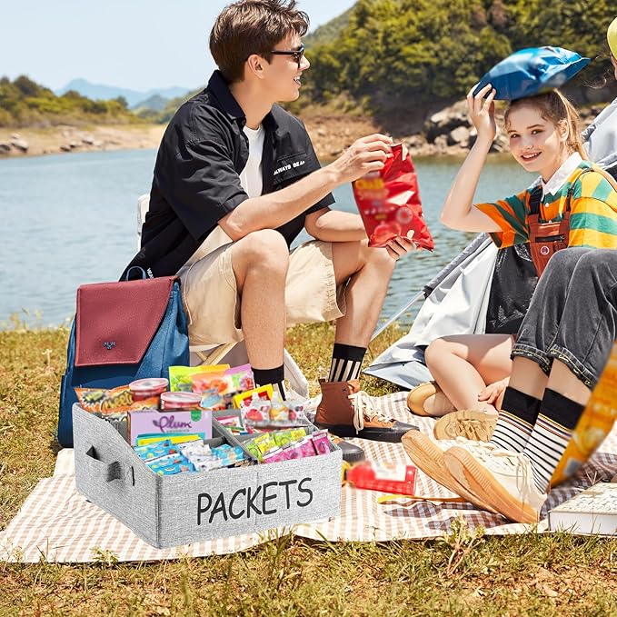 8 Compartment Fabric Snack Organizer with Handle, Portable Kitchen Pantry Storage and Spice Packet Organizer