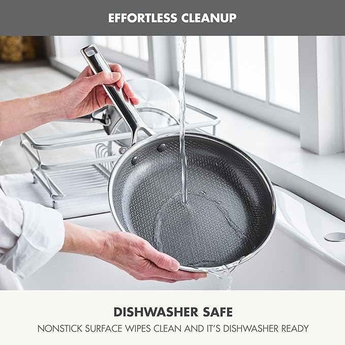 GreenPan Hybrid 9.5” & 11” Nonstick Stainless Steel Frying Pan Set, APEX Tri-Ply Thermobond PFAS-Free Ceramic Skillets, Induction & All Cooktop Compatible, Oven Temp to 850°F, Dishwasher Safe, Silver