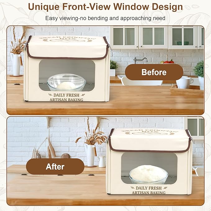 Antner Folding Bread Proofing Box with 70-131°F Temp Control & 99H Timer, Front-View Window Sourdough Proofing Box, Dough Proofer with Metal Rack for Sourdough, Pizza, Bread Baking, Yogurt, Kombucha