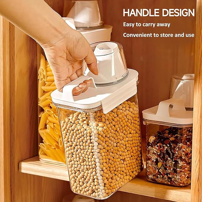 Cereal Container and Rice Storage Dispenser-Airtight Food Storage Organizers BPA-free Plastic Kitchen Pantry Storage Containers food-grade PET material Suitable for rice, grains