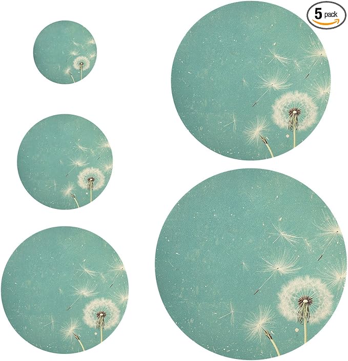 5 Pcs Bowl Covers Reusable in 5 Size Elastic Food Cover Cloth Lids Fresh Keeping Dish Cookware Bakeware Fabric Covers Lids for Food Leftovers Fruits Storage Teal Dandelion Flowers