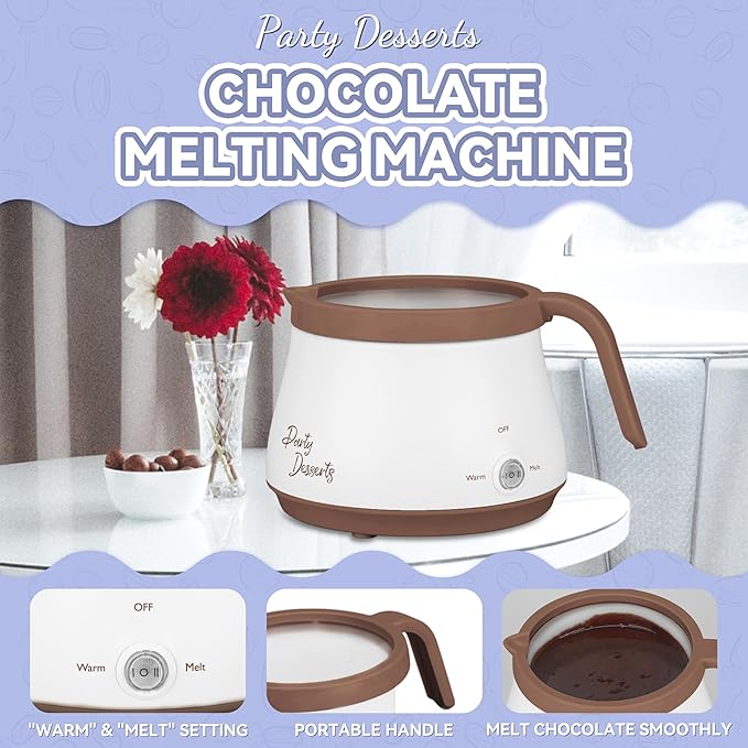Candy and Chocolate Melting Pot, Mini Electric Fondue Pot, Melts Candy Chocolate in a Couple of Minutes, Ideal for Cake Pops Cookies Cakes, 1 Cups, Single Pot, Brown