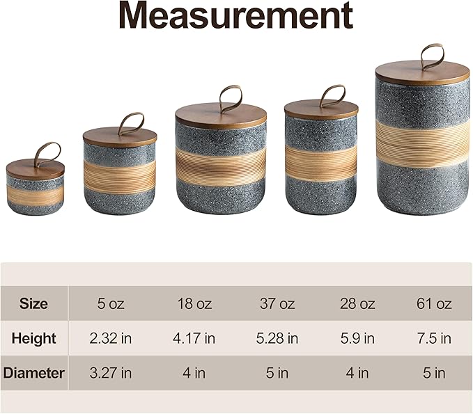 Spice Jars with Airtight Lid, Coffee Container Canister Kitchen Food Storage Jars for Spice Sugar Tea Bag, Stackable Decorative Jars for Countertop, Grey & 37 fl.oz