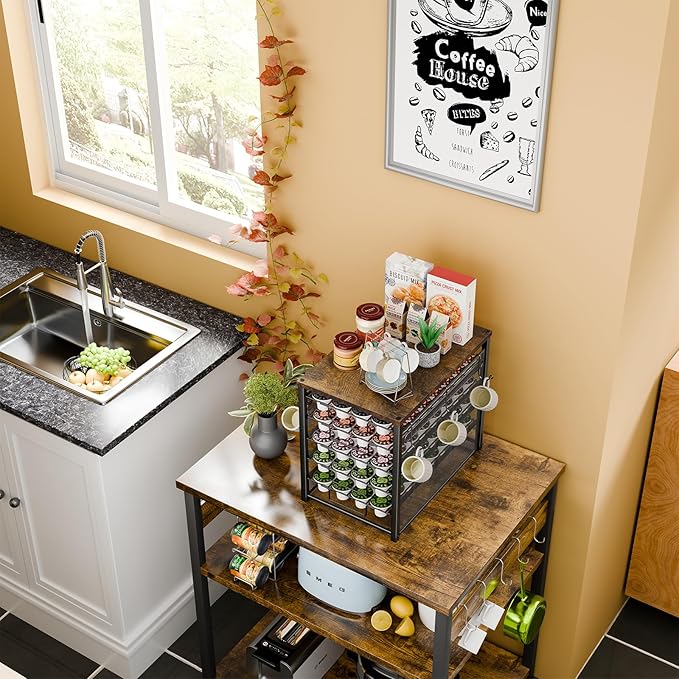 Simple Trending 5 Tier Coffee Pod Holder for K Cup, 160 Pod Pack Capacity Rack, Wood, Black