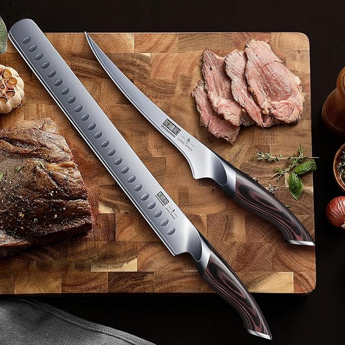 BBQ Carving Knife Set, Brisket Slicing & Boning Knife for Meat Cutting, Professional Ultra Sharp Butcher Carving Knife in Japanese High Carbon Steel