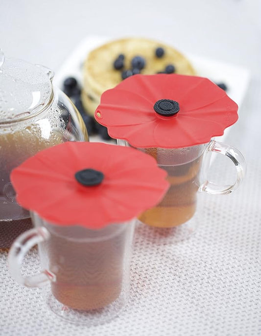 Charles Viancin - Poppy Silicone Lid for Food Storage and Cooking - Airtight Seal on Any Smooth Rim Surface - BPA-Free - Oven, Microwave, Freezer, Stovetop and Dishwasher Safe (Drink Covers)