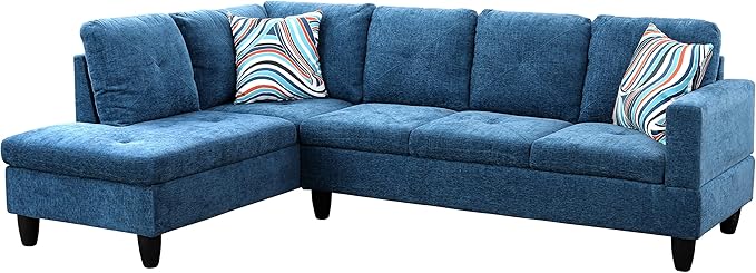 NicBex L Shaped Couch Sectional Couches for Living Room 2 Pieces Modern Sectional Sofa with Left Chaise Sectional Couch with Solid Frame for Living Room, Linen, Blue