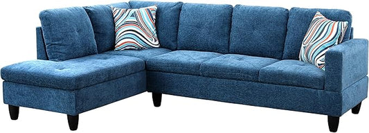 NicBex L Shaped Couch Sectional Couches for Living Room 2 Pieces Modern Sectional Sofa with Left Chaise Sectional Couch with Solid Frame for Living Room, Linen, Blue