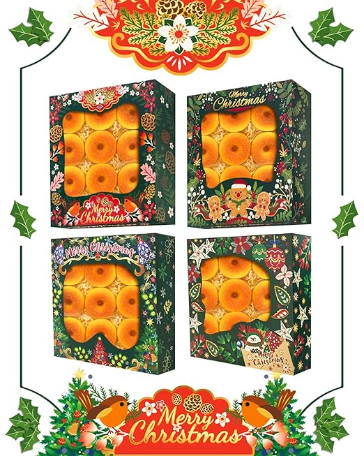 Bakepacker Christmas Gingerbread Man Bakery Boxes with Window 10x10x2.5 inches Pastry Boxes Mini Cookie Boxes for Festival Bakerys Thick & Sturdy （30 Packs）