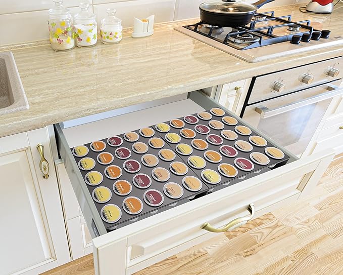 MyLifeUNIT K Cup Organizer Drawer Countertop Wall Mounted K Cup Holder Coffee Pod Storage Holder for Coffee Station, Office and Kitchen, Black