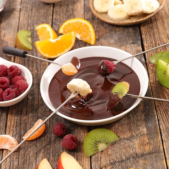 6 Pcs Fondue Forks With Handle,Fruit Fork Set,Color Fondue Sticks Set For Grill Cake Chocolate Meat Fruits Cheese Fountain Roast Marshmallows Dessert