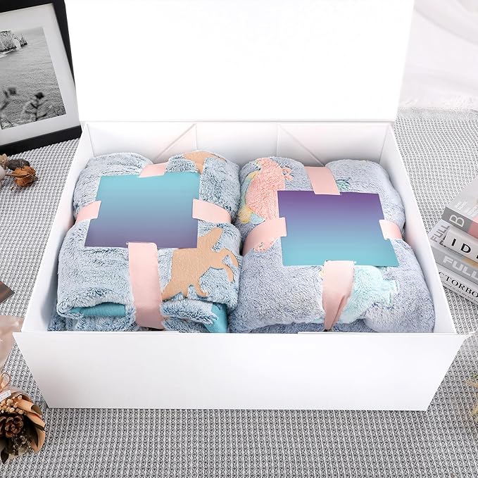 19.2x15.8x7 Inches, 5 Extra Large Gift Boxes with Lids, Groomsmen Proposal Boxes with Magnetic Closure, Bridesmaid Proposal Boxes, Giant Gift Boxes for Clothes and Large Gifts (Glossy White)