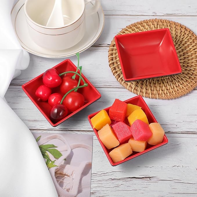 30 Pcs Dipping Bowls, Soy Sauce Dishes, Black Red Dipping Sauce Plate Set Small Dish Pinch Bowls for Condiment, Snack, Sushi, BBQ, Desserts