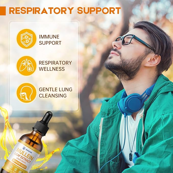 Mullein Drops for Lungs Cleanse - Cordyceps, Marshmallow Root & Licorice Root Extract, Respiratory Herbal Supplement with Mullein Leaf Extract for Immune Support & Bronchial Cleanse, 2 Fl Oz
