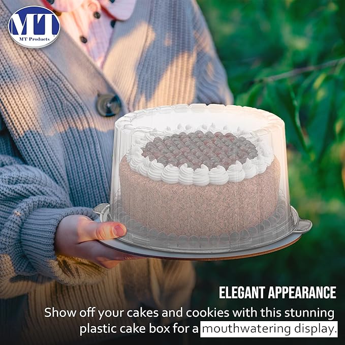 MT Products Round PET Plastic Cake Container 8" - Plastic Bakery Boxes (Pack of 5) - Made in the USA