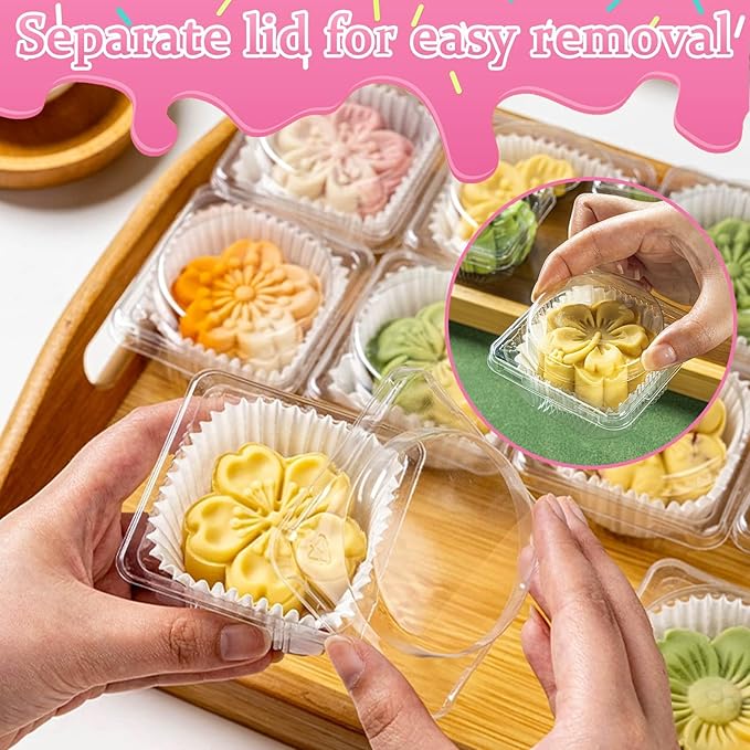 200 Pack Individual Cupcake Containers Thick Clear Dome Cupcake Holder Single Cupcake Container for Wedding Baby Shower Birthday Party Supply