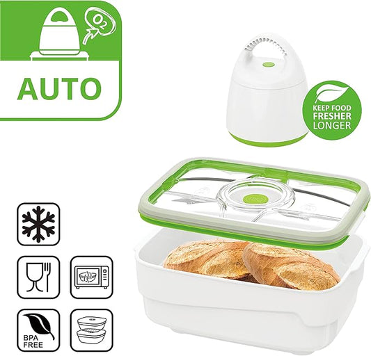 FOSA Extra Large Bread Box | 4L (135oz) Vacuum Sealed Bread Storage Container with Pump, Airtight Food Keeper for Homemade Bread & Baked Goods