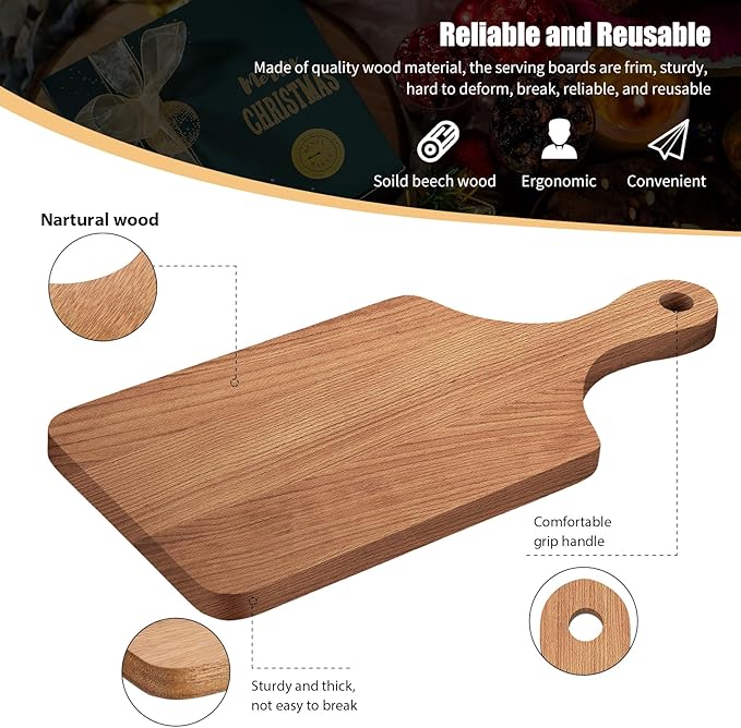 6 Pcs Cutting Board Bulk Kitchen Thicken Chopping Platter with Handles Wooden Charcuterie Serving Trays Blank Wood Boards for Engraving Wedding Housewarming(Walnut,11 x 5 Inch)