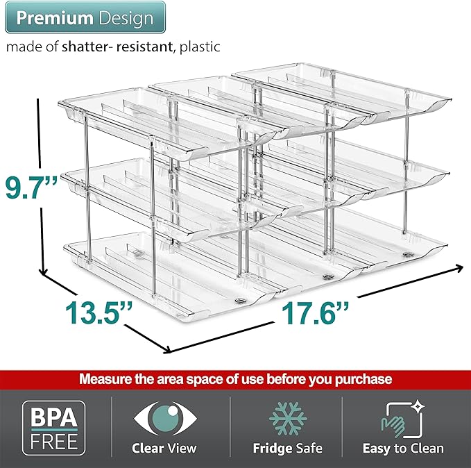 Sorbus 3-Tier Can Organizer for Pantry – Stackable Can Storage Organizer for Kitchen Cabinet, Can Rack Organizer for Pantry Shelf, Canned Food Dispenser with Rolling Design, Adjustable 2 or 3 Tiers
