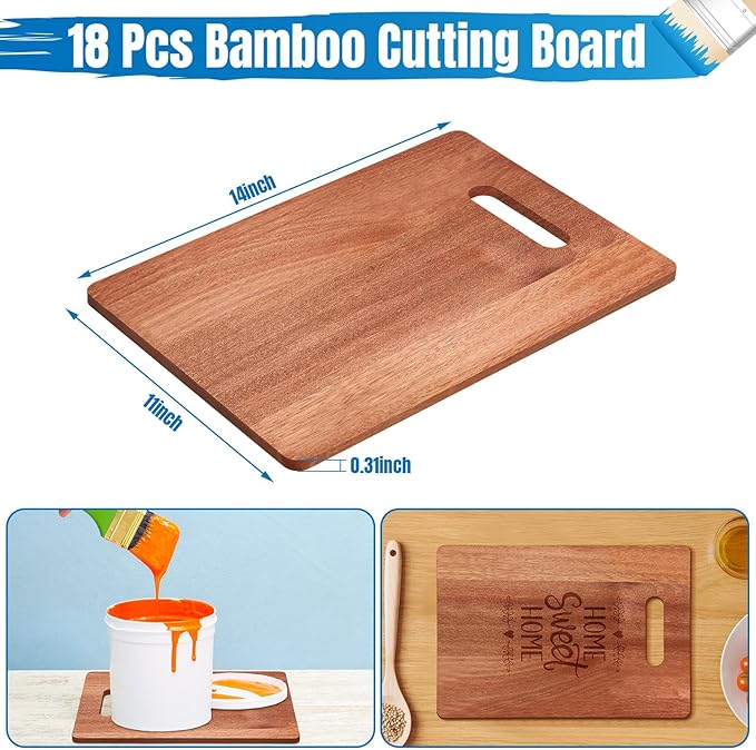 Vesici 18 Pack Plain Cutting Boards with Handles Bulk Blanks Laser Engraving Large Chopping Board for Customized, Personalized Engraving Gifts(Walnut,14''x11'')