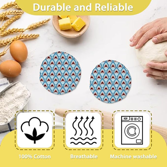 Sourdough Starter Jar Covers,5-Pack Reusable Funny Shark Cloth Lids for 3-4 Inch Jars,Ideal for Kombucha Kefir or Cheese Fermentation