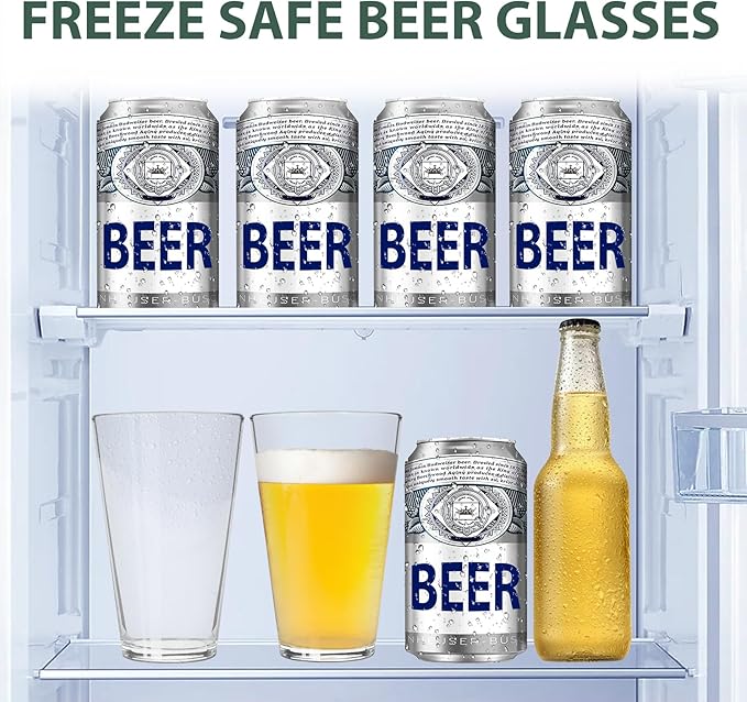 Pint Glasses Set of 6-16 oz Drinking Glasses, Beer Glasses, Tall Glass Cups for Cocktails, Juice & Water - Heavy Duty, Durable, Dishwasher Safe - Perfect for Home, Bar & Kitchen Use