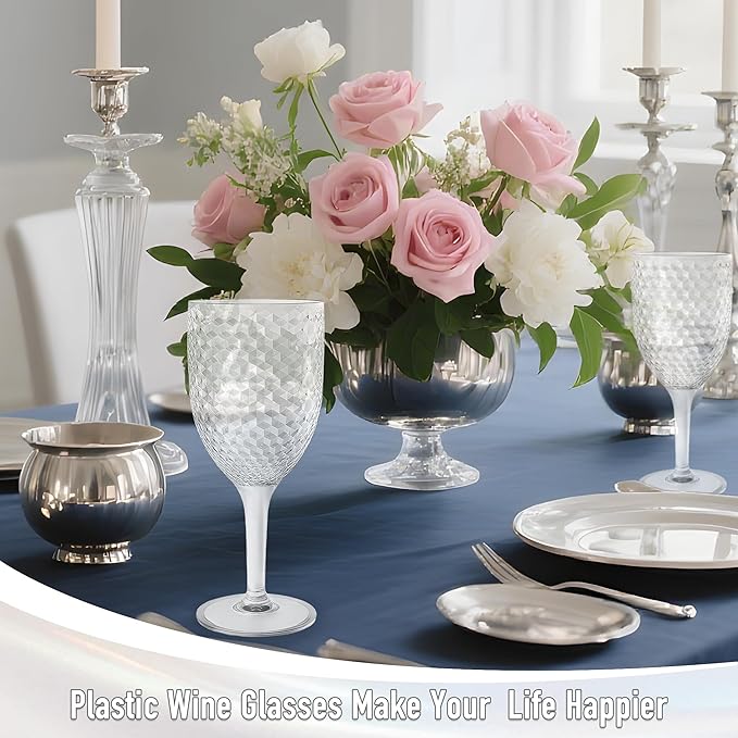 24PCS Plastic Wine Glasses 13oz,Acrylic Goblets Toasting Glassware,Unbreakable Cups Drinking Glasses for Bar Party,Wedding
