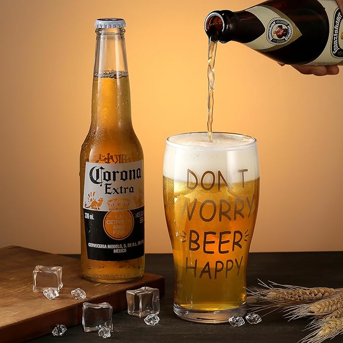 Beer Glasses Set of 4, Pilsner Beer Glasses 20 OZ, Pint Glasses Craft Glass Large Capacity with Unique Design Style, Wheat Beer Glass IPA Drinking Gift set for Home Dining, Bars and Parties