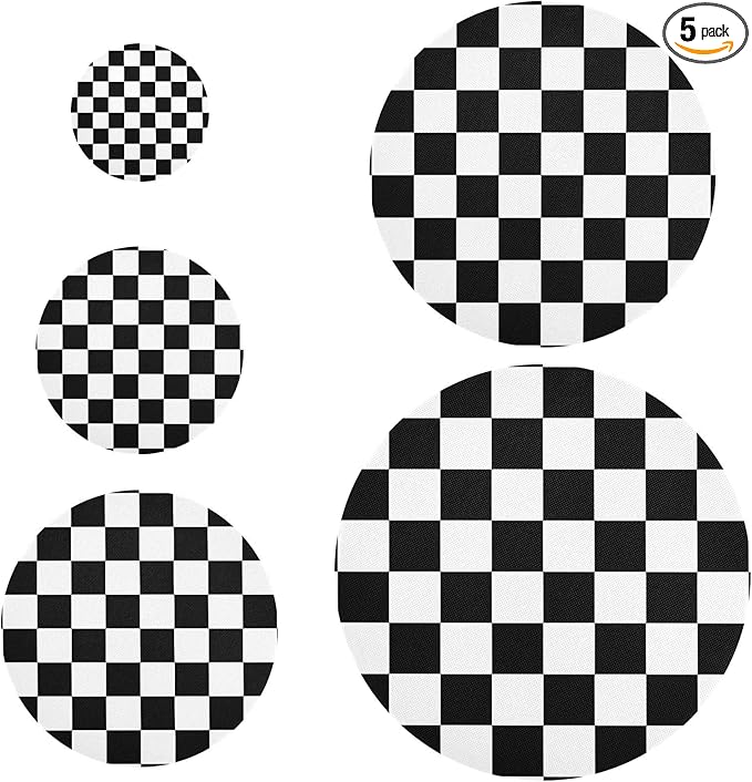 5 Pcs Bowl Covers Reusable in 5 Size Elastic Food Cover Cloth Lids Fresh Keeping Dish Cookware Bakeware Fabric Covers Lids for Food Leftovers Fruits Storage Checkered Black and White
