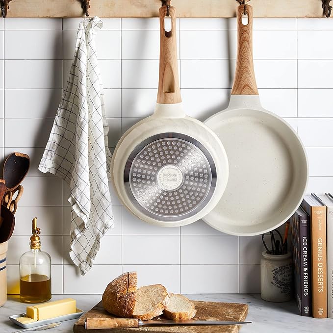 Non Stick Frying Pans - Granite Frying Pan Set Nonstick Frying Pan with Lid Egg Pan Omelette Pans for Cooking Pan Set, Kitchen Skillet Set Induction Cookware Chef's Pan Gift, 8", 9.5" &11"