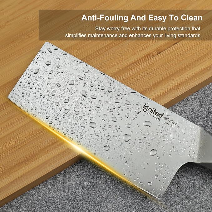 7 inch Meat Cleaver, One-piece All-Metal Cleaver Knife, German 1.4116 High Carbon Stainless Steel Kitchen Knife, Chinese Cleaver with Hollow Handle