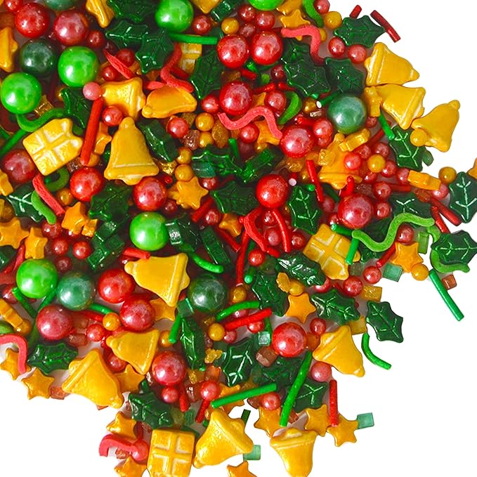 Christmas Sprinkles for Cookie Decorating Edible Candy Pearls Christmas Bell Sprinkles Holiday Cookies Baking Cupcake Cake Toppers Decoratings Supplies