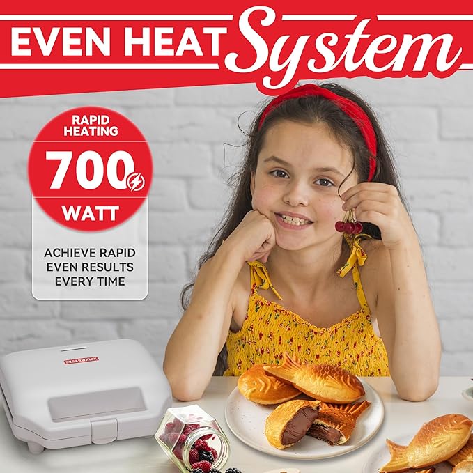 Taiyaki Fish-shaped Waffle Maker, 2 Pcs Electric Japanese Fish Shaped Waffle Iron Pan, Dual Non Stick Cooking Plates, Recipe Included, White